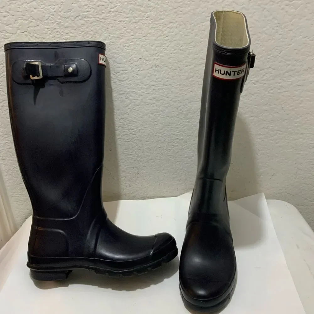 Hunter Original Tall Wellington Purple Rain Boots Size 9 women / 8 Men